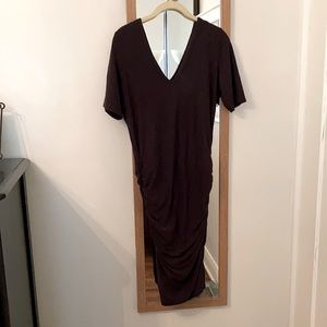 James Perse eggplant purple bodycon ruched dress. Size 3